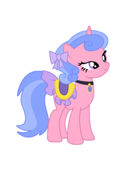 Size: 1724x2232 | Tagged: safe, artist:third uncle, artist:three uncle, imported from derpibooru, royal ribbon, pony, unicorn, sweet and elite, background pony, bow, cute, female, hair bow, jewelry, mare, saddle, simple background, solo, tack, transparent background