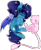 Size: 1024x1239 | Tagged: safe, artist:loyaldis, imported from derpibooru, oc, oc:eclipsa, oc:eclipsia, bat pony, mew, bat pony oc, bat wings, blushing, cute, ethereal mane, female, floating, giggling, moon, pokémon, simple background, smiling, starry mane, stars, transparent background, wings