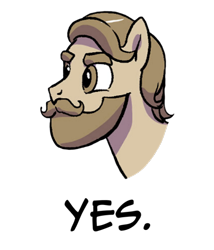 Size: 428x500 | Tagged: safe, idw, imported from derpibooru, pony, spoiler:comic95, beard, comic, facial hair, meme, moustache, nordic gamer, reaction image, simple background, solo, thick eyebrows, transparent background, unnamed character, unnamed pony, yes