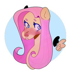 Size: 1009x1008 | Tagged: safe, artist:cloudysk1es, imported from derpibooru, fluttershy, pegasus, pony, beanbrows, blushing, bust, circle background, eyebrows, female, floating wings, looking at you, mare, open mouth, portrait, simple background, solo, starry eyes, three quarter view, transparent background, wingding eyes, wings