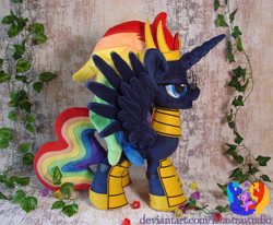 Size: 2802x2304 | Tagged: safe, artist:1stastrastudio, imported from derpibooru, oc, oc only, oc:rainbow horizon, alicorn, pony, fangs, glasses, irl, male, photo, plushie, solo, stallion