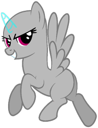 Size: 588x765 | Tagged: safe, artist:shiibases, imported from derpibooru, oc, oc only, alicorn, pony, alicorn oc, bald, base, eyelashes, female, grin, horn, mare, rearing, simple background, smiling, solo, transparent background, wings