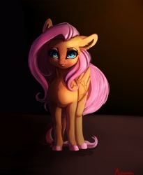 Size: 2675x3260 | Tagged: safe, artist:miokomata, imported from derpibooru, fluttershy, pegasus, pony, colored hooves, cute, daaaaaaaaaaaw, dramatic lighting, female, floppy ears, freckles, freckleshy, looking at you, mare, shyabetes, solo