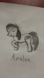 Size: 2322x4128 | Tagged: safe, artist:everfreeemergencies, imported from ponybooru, oc, oc only, oc:azalea, earth pony, pony, female, irl, mare, photo, raised hoof, raised leg, solo, traditional art