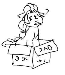 Size: 365x422 | Tagged: safe, artist:alumx, imported from derpibooru, sunny starscout, earth pony, pony, spoiler:g5, 1000 hours in ms paint, box, cardboard box, g5, looking at you, pleading, pony in a box, question mark, sad, sitting, solo, sunny