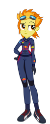 Size: 1061x2612 | Tagged: safe, artist:gmaplay, imported from derpibooru, spitfire, equestria girls, driver, energy drink, equestria girls-ified, formula 1, racing, racing suit, red bull, simple background, solo, transparent background