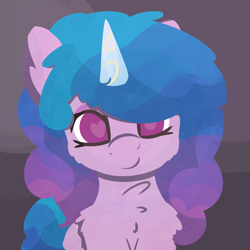 Size: 1500x1500 | Tagged: safe, artist:rhythmpixel, imported from derpibooru, izzy moonbow, pony, unicorn, spoiler:g5, bust, chest fluff, cute, female, g5, heart eyes, izzy, izzybetes, looking at you, smiling, solo, wingding eyes
