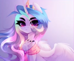 Size: 3192x2615 | Tagged: safe, artist:shenki, artist:tomness, imported from derpibooru, princess celestia, alicorn, pony, chest fluff, collar, cute, female, looking at you, mare, redraw, simple background, solo, solo female