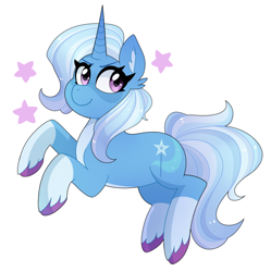Size: 640x642 | Tagged: safe, artist:emera33, imported from derpibooru, trixie, pony, unicorn, coat markings, female, looking at you, mare, pale belly, rearing, requested art, simple background, socks (coat markings), solo, unshorn fetlocks, white background