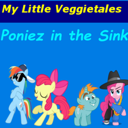 Size: 316x316 | Tagged: safe, artist:cartoonfan22, imported from derpibooru, apple bloom, pinkie pie, rainbow dash, snips, 1000 hours in ms paint, boyz in the sink, it came from deviantart, veggietales
