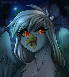 Size: 1600x1778 | Tagged: safe, artist:serodart, imported from derpibooru, oc, oc only, hippogriff, bust, commission, female, hippogriff oc, red eyes, solo