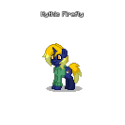 Size: 400x400 | Tagged: safe, imported from derpibooru, oc, oc only, oc:mythic firefly, pony, unicorn, pony town, clothes, horn, male, pixel art, simple background, solo, transparent background, unicorn oc