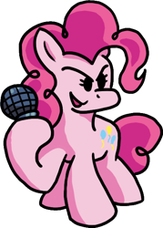 Size: 432x603 | Tagged: safe, artist:crusader productions, artist:swordsmen, imported from derpibooru, pinkie pie, earth pony, pony, cutie mark, friday night funkin', microphone, rap battle, simple shading, solo, video game