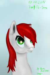 Size: 731x1080 | Tagged: safe, artist:vinelly-de-sun, imported from derpibooru, oc, oc only, earth pony, pony, bust, earth pony oc, signature, solo