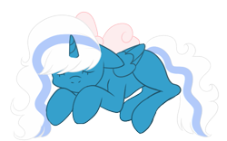 Size: 545x340 | Tagged: safe, artist:cryptidmars, imported from derpibooru, oc, oc:fleurbelle, alicorn, alicorn oc, bow, female, hair bow, horn, mare, simple background, sleeping, transparent background, wings