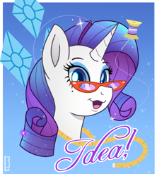 Size: 830x934 | Tagged: safe, artist:lennonblack, imported from derpibooru, rarity, pony, unicorn, glasses, glasses rarity, needle, open mouth, sewing needle, solo, thread