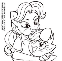 Size: 516x504 | Tagged: safe, artist:marybellamy, imported from derpibooru, mane allgood, scootaloo, pegasus, pony, duo, female, hug, monochrome, mother and child, mother and daughter, zorilita