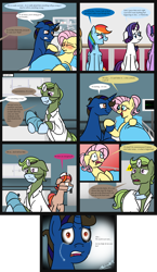 Size: 1866x3213 | Tagged: safe, artist:alexlive97, imported from derpibooru, fluttershy, rainbow dash, rarity, twilight sparkle, oc, earth pony, pegasus, pony, unicorn, alexshy, bed, birth, hat, hospital, hospital bed, nurse, nurse hat, pregnant