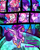 Size: 2400x3000 | Tagged: safe, artist:keytee-chan, imported from derpibooru, applejack, fluttershy, pinkie pie, rainbow dash, rarity, twilight sparkle, oc, oc:excellent pasture eclair, oc:princess supreme ball, alicorn, comic:the great big fusion 1 remake, fusion, fusion:excellent pasture eclair, fusion:princess supreme ball, hair bun, lipstick, tomboy taming