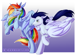 Size: 4000x2933 | Tagged: safe, artist:kannakiller, imported from derpibooru, rainbow dash, soarin', alicorn, pony, alicornified, female, male, prancing, race swap, rainbowcorn, shipping, soaricorn, soarindash, straight