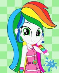 Size: 850x1050 | Tagged: safe, artist:rjp.rammy, imported from derpibooru, oc, oc only, oc:light spectrum, equestria girls, clothes, dress, female, sleeveless, solo