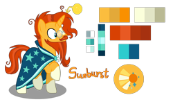 Size: 2202x1296 | Tagged: safe, artist:sarasdream04, imported from derpibooru, sunburst, pony, beard, facial hair, moustache, older, reference sheet, simple background, solo, transparent background