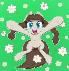 Size: 2221x2285 | Tagged: safe, artist:ikarooz, imported from derpibooru, oc, oc only, oc:connie bloom, pony, edelweiss, euro bronycon, flower, incoming hug, solo