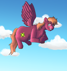 Size: 3000x3200 | Tagged: safe, artist:applejackofalltrades, imported from derpibooru, sweet pepper, pegasus, pony, flying, in the sky, solo