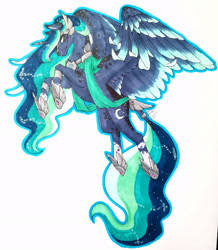 Size: 1920x2206 | Tagged: safe, artist:oneiria-fylakas, imported from derpibooru, princess luna, pony, alternate design, simple background, solo, traditional art, white background