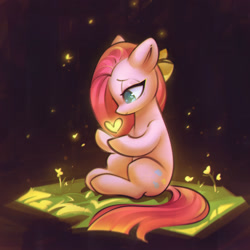 Size: 1814x1814 | Tagged: safe, artist:mirroredsea, imported from derpibooru, pinkie pie, earth pony, pony, book, female, floating heart, heart, lidded eyes, pinkamena diane pie, sitting, solo