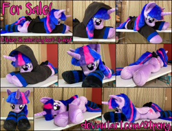 Size: 6000x4560 | Tagged: safe, artist:qtpony, imported from derpibooru, twilight sparkle, alicorn, pony, absurd resolution, clothes, hoodie, irl, life size, photo, plushie, socks, solo, striped socks, twilight sparkle (alicorn)