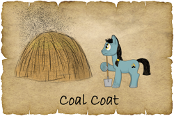 Size: 1500x1000 | Tagged: safe, alternate version, artist:malte279, imported from derpibooru, oc, oc:coal coat, earth pony, tails of equestria, charcoal burner, charcoal pile, npc, parchment, pen and paper rpg