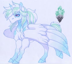 Size: 3406x3025 | Tagged: safe, artist:frozensoulpony, imported from derpibooru, oc, oc only, oc:frost valour, alicorn, pony, male, offspring, parent:princess cadance, parent:shining armor, parents:shiningcadance, solo, stallion, traditional art