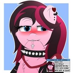 Size: 2000x2000 | Tagged: safe, artist:h3nger, imported from derpibooru, oc, oc only, oc:xena, oc:xena ferrer, pony, collar, ear piercing, earring, female, horny on main, jewelry, piercing, solo