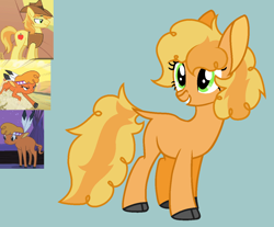 Size: 1220x1012 | Tagged: safe, artist:drancarola135, imported from derpibooru, braeburn, little strongheart, oc, hybrid, bisony, braeheart, female, male, offspring, parent:braeburn, parent:little strongheart, parents:braeheart, screencap reference, shipping, straight