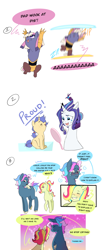 Size: 1876x4350 | Tagged: safe, artist:aztrial, imported from derpibooru, rarity, oc, oc:ink smear, oc:mellifluous, oc:prink, oc:star blister, hybrid, pegasus, unicorn, alternate hairstyle, art dump, comic, crying, freckles, hand mirror, interspecies offspring, magical lesbian spawn, mirror, now you're thinking with portals, offspring, parent:applejack, parent:discord, parent:fluttershy, parent:rainbow dash, parent:rarity, parent:twilight sparkle, parents:discolight, parents:flutterdash, parents:rarijack, portal, portal (valve), portal 2, portals, transgender, wing hands, wings, younger