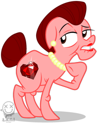 Size: 1161x1482 | Tagged: safe, artist:amgiwolf, imported from derpibooru, oc, oc only, earth pony, pony, crystal heart, ear piercing, earth pony oc, elderly, female, jewelry, lipstick, mare, necklace, pearl necklace, piercing, simple background, solo, thinking, transparent background