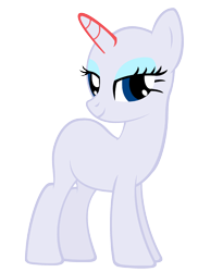 Size: 2596x3164 | Tagged: safe, artist:princessdeathwish, imported from derpibooru, oc, oc only, pony, unicorn, bald, base, bedroom eyes, eyelashes, female, horn, looking back, mare, simple background, smiling, solo, transparent background, unicorn oc