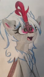 Size: 2285x3970 | Tagged: safe, artist:windykirin, imported from derpibooru, oc, oc only, oc:windshear, kirin, colored pencil drawing, female, sitting, solo, traditional art
