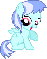 Size: 888x1115 | Tagged: safe, artist:pegasski, imported from derpibooru, oc, oc only, oc:silverstream, pegasus, pony, base used, eyelashes, female, filly, open mouth, pegasus oc, raised hoof, simple background, smiling, solo, transparent background, wings