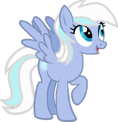 Size: 526x543 | Tagged: safe, artist:pegasski, imported from derpibooru, oc, oc only, oc:silver syclone, pegasus, pony, base used, eyelashes, looking up, open mouth, pegasus oc, raised hoof, simple background, smiling, solo, transparent background, wings