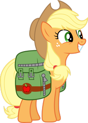 Size: 2066x2902 | Tagged: safe, artist:gamemasterluna, imported from derpibooru, applejack, earth pony, pony, somepony to watch over me, backpack, cute, female, jackabetes, mare, simple background, smiling, solo, transparent background, vector