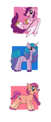 Size: 1536x3654 | Tagged: safe, artist:volcanicdash, imported from derpibooru, izzy moonbow, pipp petals, sunny starscout, earth pony, pegasus, pony, unicorn, spoiler:g5, female, g5, izzy, pipp, sunny, triptych