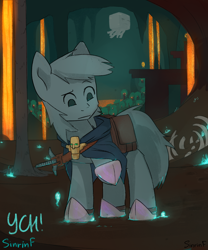 Size: 2480x2976 | Tagged: safe, artist:flysouldragon, artist:sinrinf, imported from derpibooru, pony, any gender, any race, any species, commission, fire, lava, minecraft, nether, nether (minecraft), solo, soul sand valley, soul sand walley, sword, video game, weapon, ych sketch, your character here