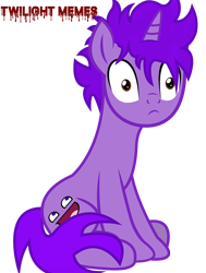 Size: 700x925 | Tagged: safe, artist:tardifice, artist:twilight_memes, edit, editor:twilight_memes, imported from derpibooru, oc, oc:jão, pony, unicorn, hair purple, horn, logo, purple hair, purple tail, recolor, simple background, tail purple, unicorn oc