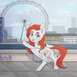 Size: 800x800 | Tagged: safe, artist:silbersternenlicht, imported from derpibooru, oc, oc only, pegasus, pony, england, london, london eye, solo, united kingdom
