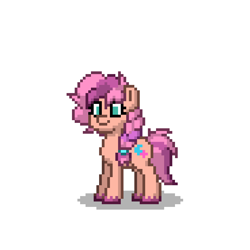 Size: 830x830 | Tagged: safe, imported from derpibooru, sunny starscout, earth pony, pony, pony town, spoiler:g5, backwards cutie mark, braid, colored hooves, female, g5, mare, pixel art, simple background, solo, unshorn fetlocks, white background