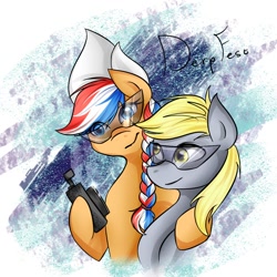 Size: 1000x1000 | Tagged: safe, imported from derpibooru, derpy hooves, oc, oc:ember, oc:ember (hwcon), derpfest, duo, dutch cap, female, hat, hearth's warming con, netherlands