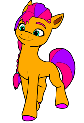 Size: 1200x1758 | Tagged: safe, imported from derpibooru, imported from ponybooru, sunny starscout, earth pony, pony, spoiler:g5, braid, colored, colored hooves, eyebrows, female, flat colors, g5, mare, simple background, smiling, solo, transparent background