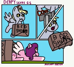Size: 1323x1200 | Tagged: safe, artist:melodysketch, imported from derpibooru, derpy hooves, pipp petals, pegasus, pony, spoiler:g5, comic, derpy day, derpy day 2021, g5, pipp